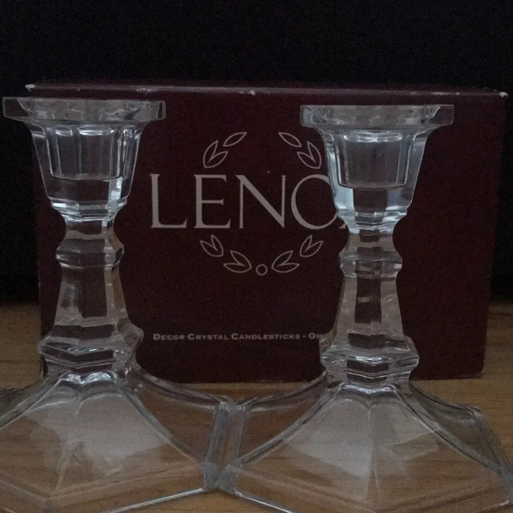 ✨NEW LENOX DECOR CRYSTAL CANDLESTICK SET 5.5